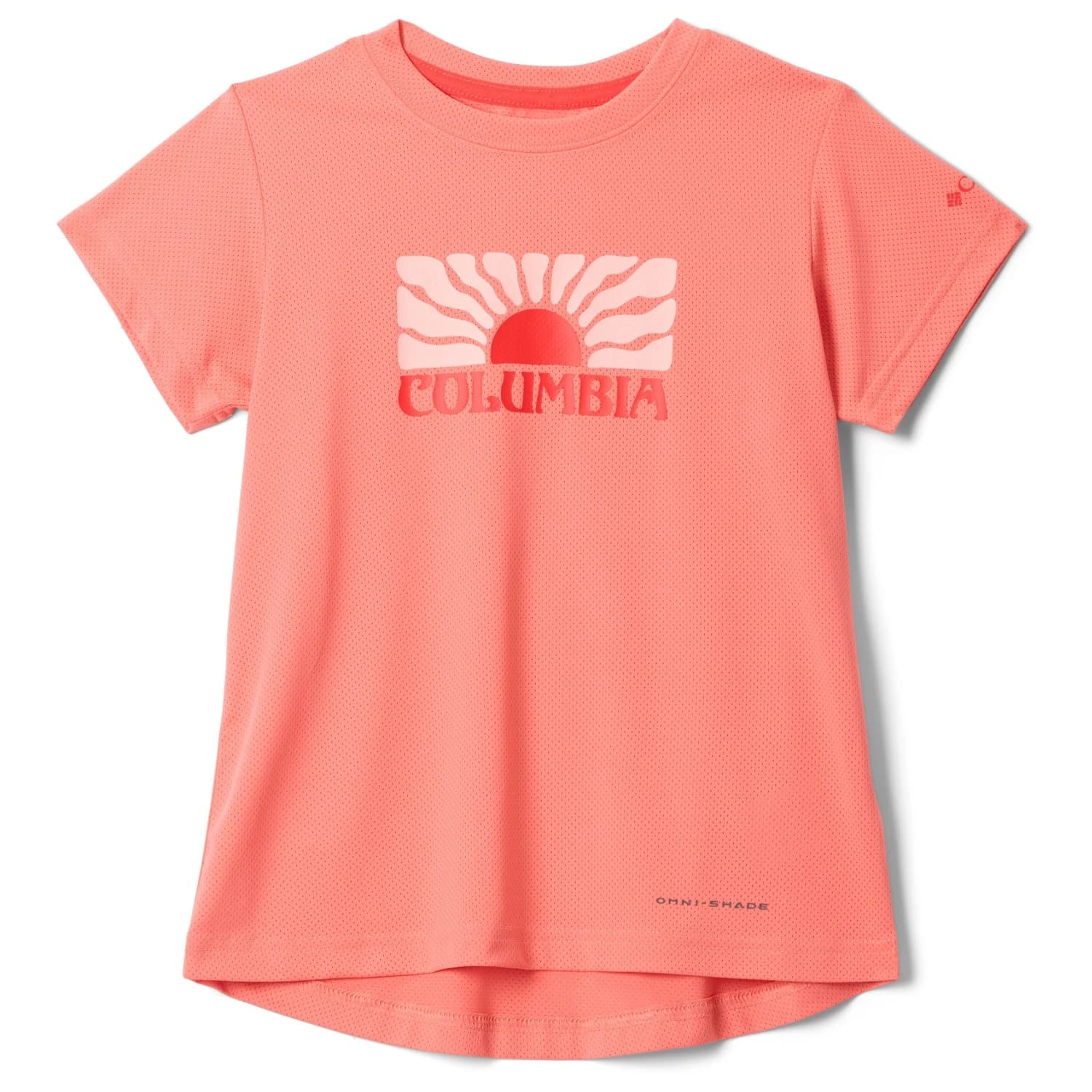 Детска спортна тениска Columbia Kid's Tech Trail Utility S/S Graphic Crew Sport shirt - Hot Coral / Floral Groove