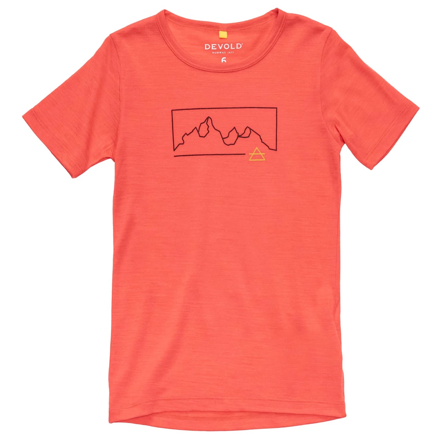 Детска мериносова блуза Devold Kid's Active Outline Tee Merino shirt - Cayenne