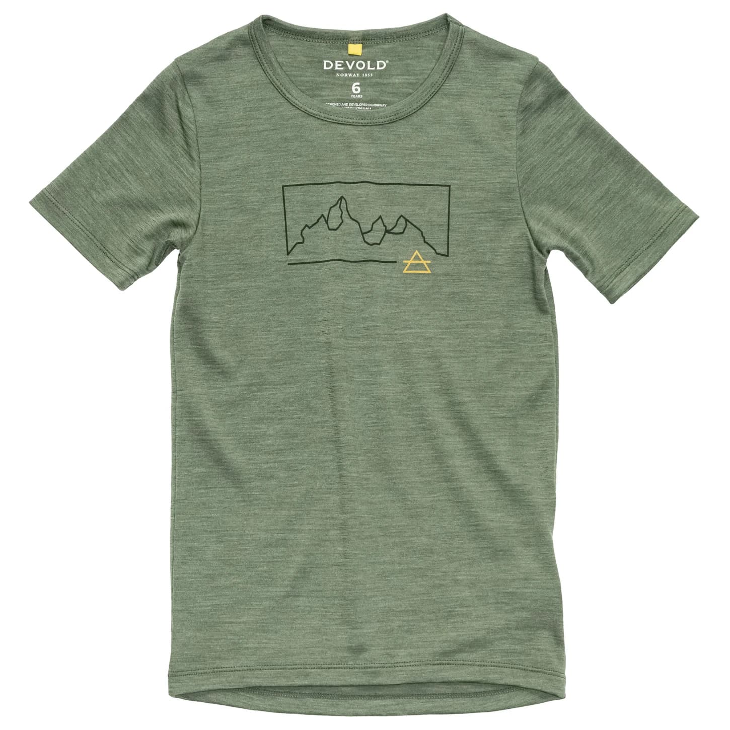 Детска мериносова блуза Devold Kid's Active Outline Tee Merino shirt - Forest