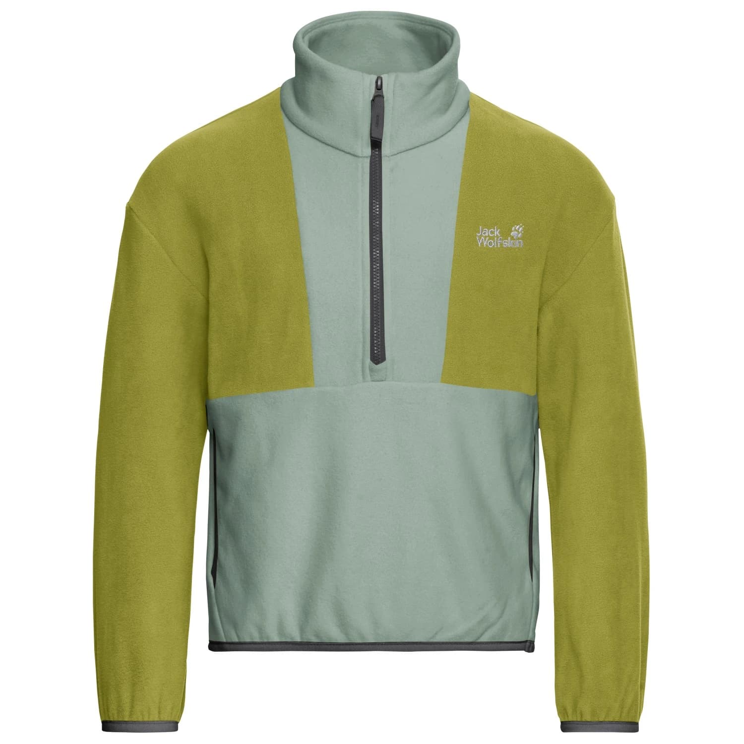 Детски поларен пуловер Jack Wolfskin Kid's Colorblock Taunus Halfzip Fleece jumper - Green Zinnia