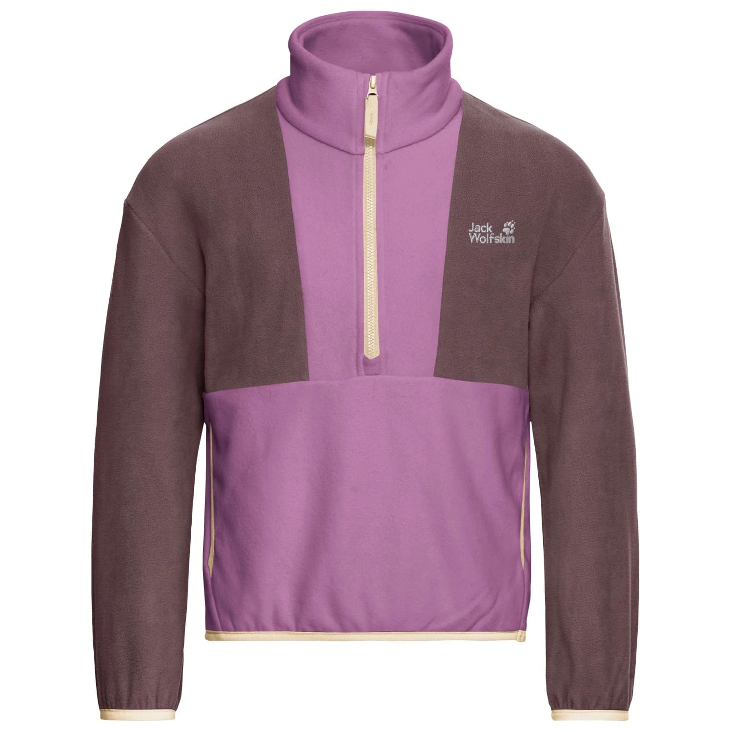 Детски поларен пуловер Jack Wolfskin Kid's Colorblock Taunus Halfzip Fleece jumper - Vivid Orchid