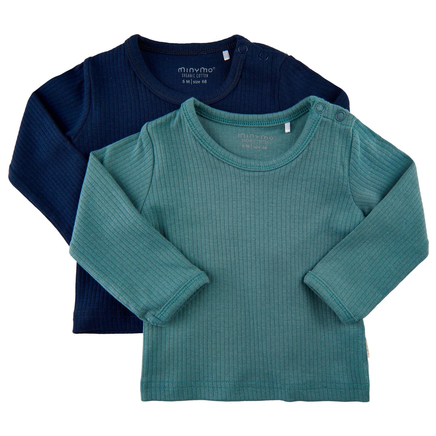 Детска блуза с дълъг ръкав Minymo Kid's Blouse L/S (2-Pack) Longsleeve - Goblin Blue