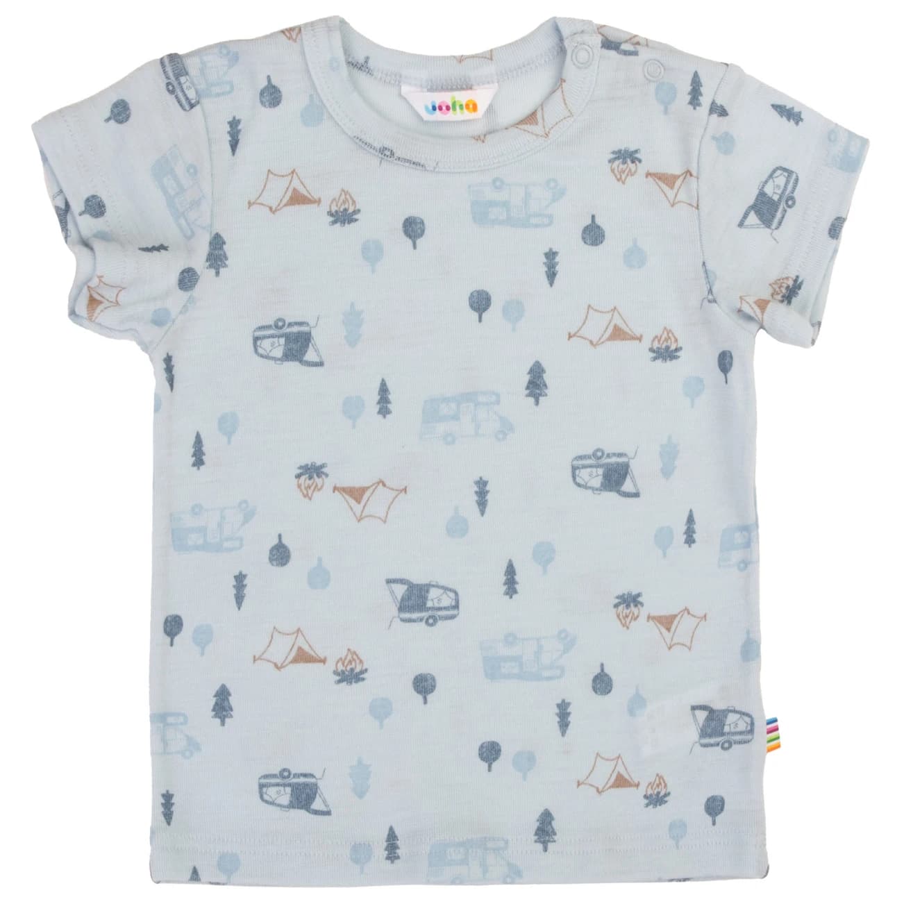 Детска мериносова блуза Joha Kid's Blouse with Short Sleeves Merino shirt - Light Blue