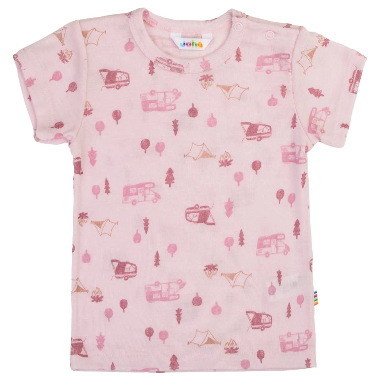 Детска мериносова блуза Joha Kid's Blouse with Short Sleeves Merino shirt - Light Pink