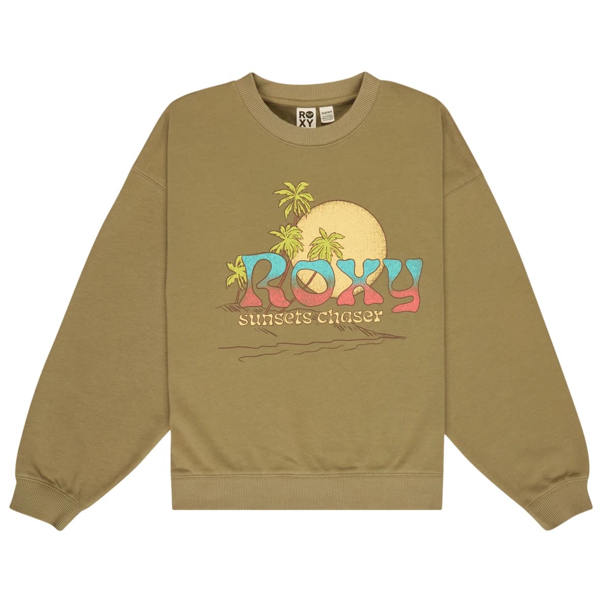 Детски пуловер Roxy Kid's Lineup Crew RG Terry Jumper - Oil Green