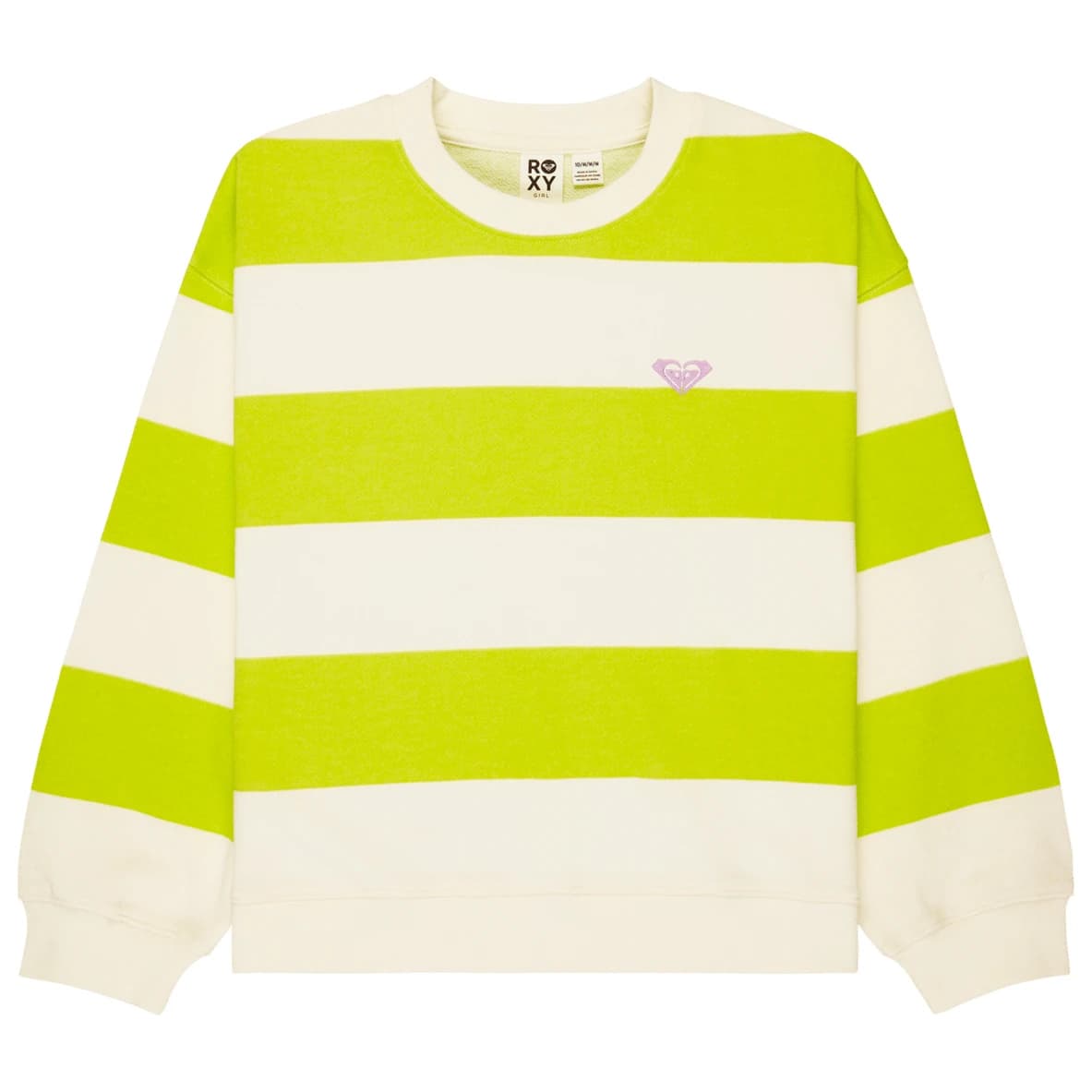 Детски пуловер Roxy Kid's Little Things Crew Jumper - Daiquiry Green Strictly Stripe