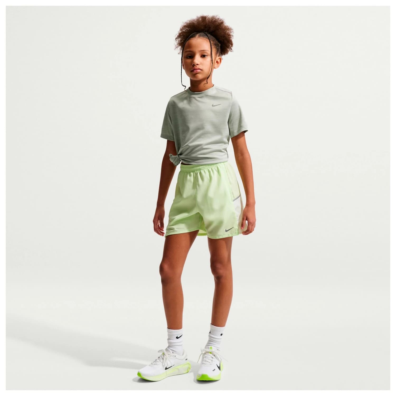 Детска тениска Nike Kid's Dri-Fit Miler S/S Top Sport shirt - Spruce Fog / Barely Green / Reflective Silver