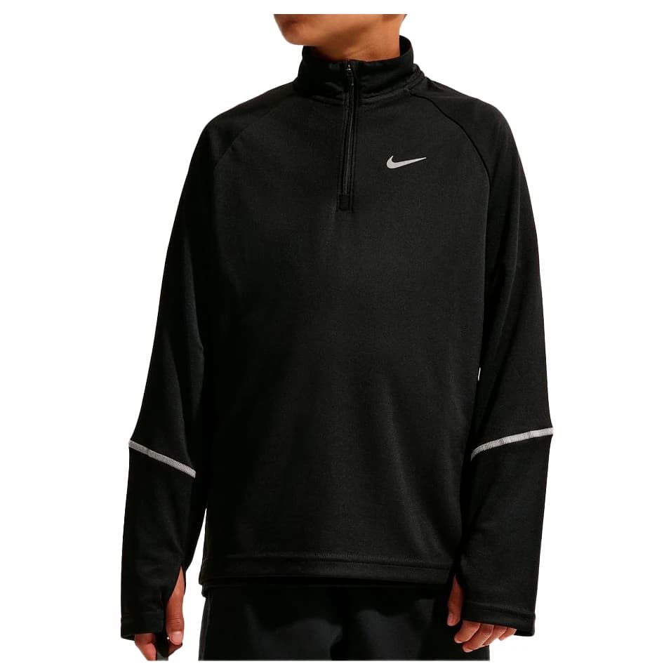 Детска тениска Nike Kid's Miler Dri-FIT 1/2-Zip Top Running shirt - Black / Reflective Silver