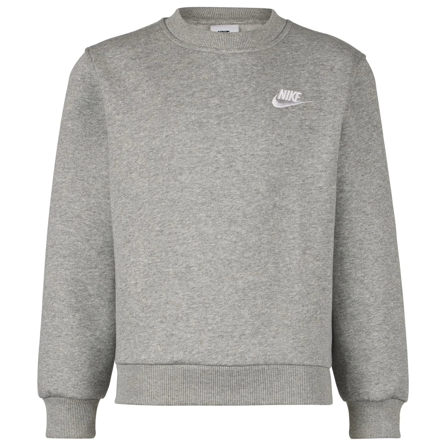 Детски пуловер Nike Kid's NSW Club Fleece Crew L/S Longsleeve - Dark Grey Heather / White