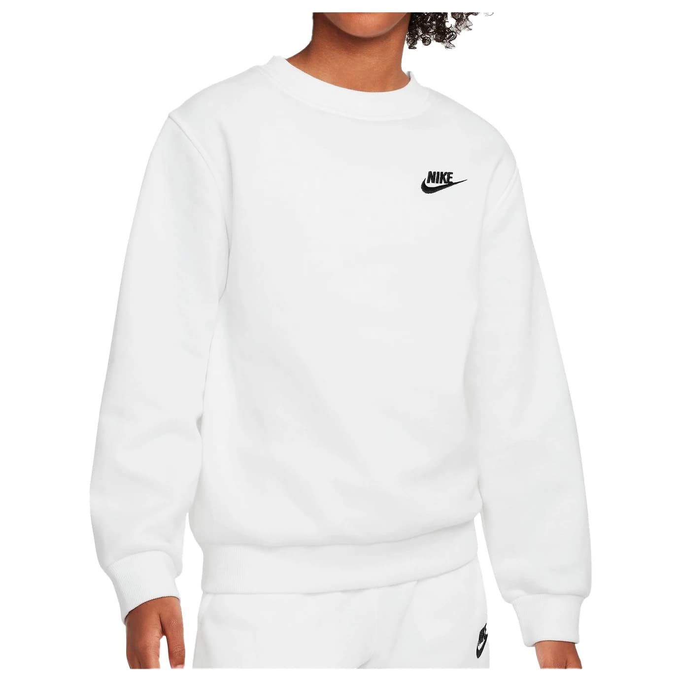 Детски пуловер Nike Kid's NSW Club Fleece Crew L/S Longsleeve - White / Black