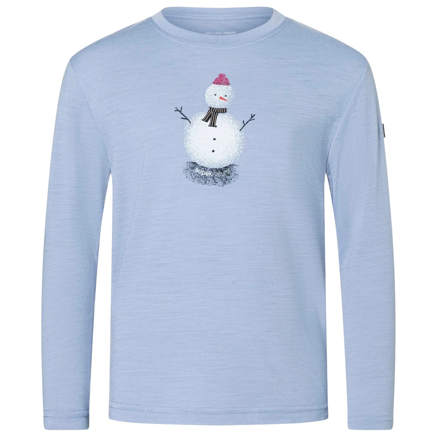 Детска блуза с дълъг ръкав super.natural Kid's Snowman L/S Merino longsleeve - Forget Me Not Blue / Various