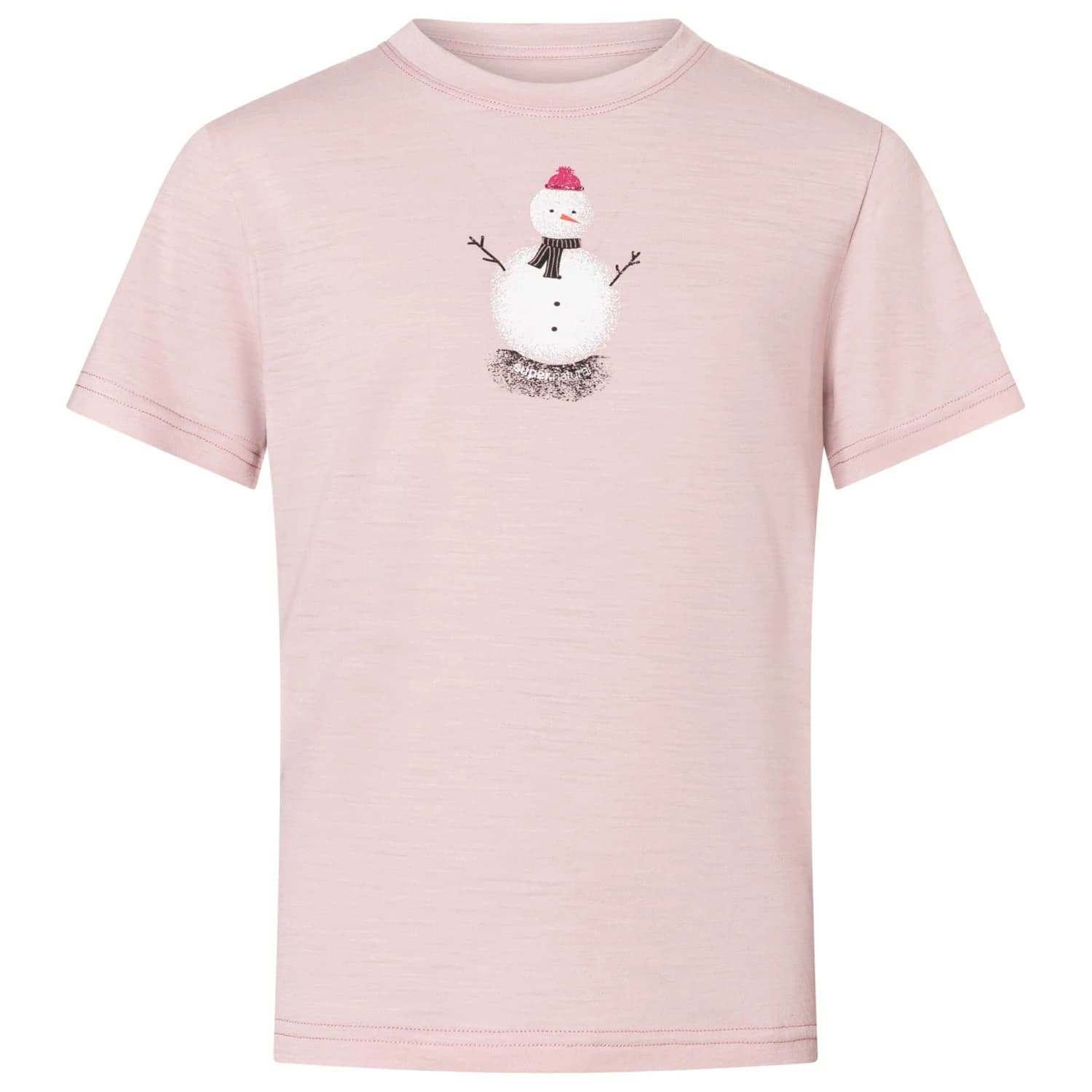 Детска мериносова блуза super.natural Kid's Snowman Tee Merino shirt - Dusty Rose / Various