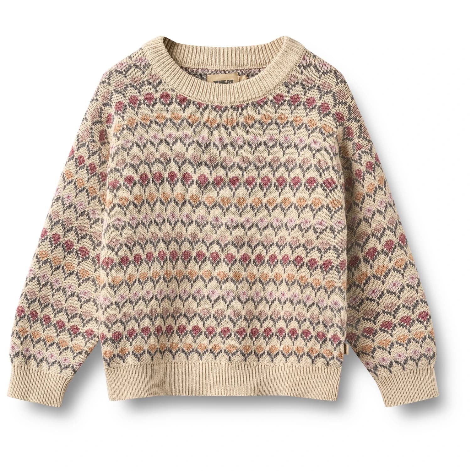 Детски вълнен пуловер WHEAT Kid's Jacquard Pullover Harlow Jumper - Offwhite