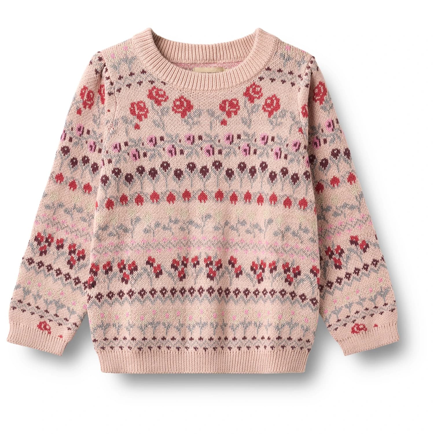 Детски вълнен пуловер WHEAT Kid's Jacquard Pullover Mikmak Jumper - Dim Rose