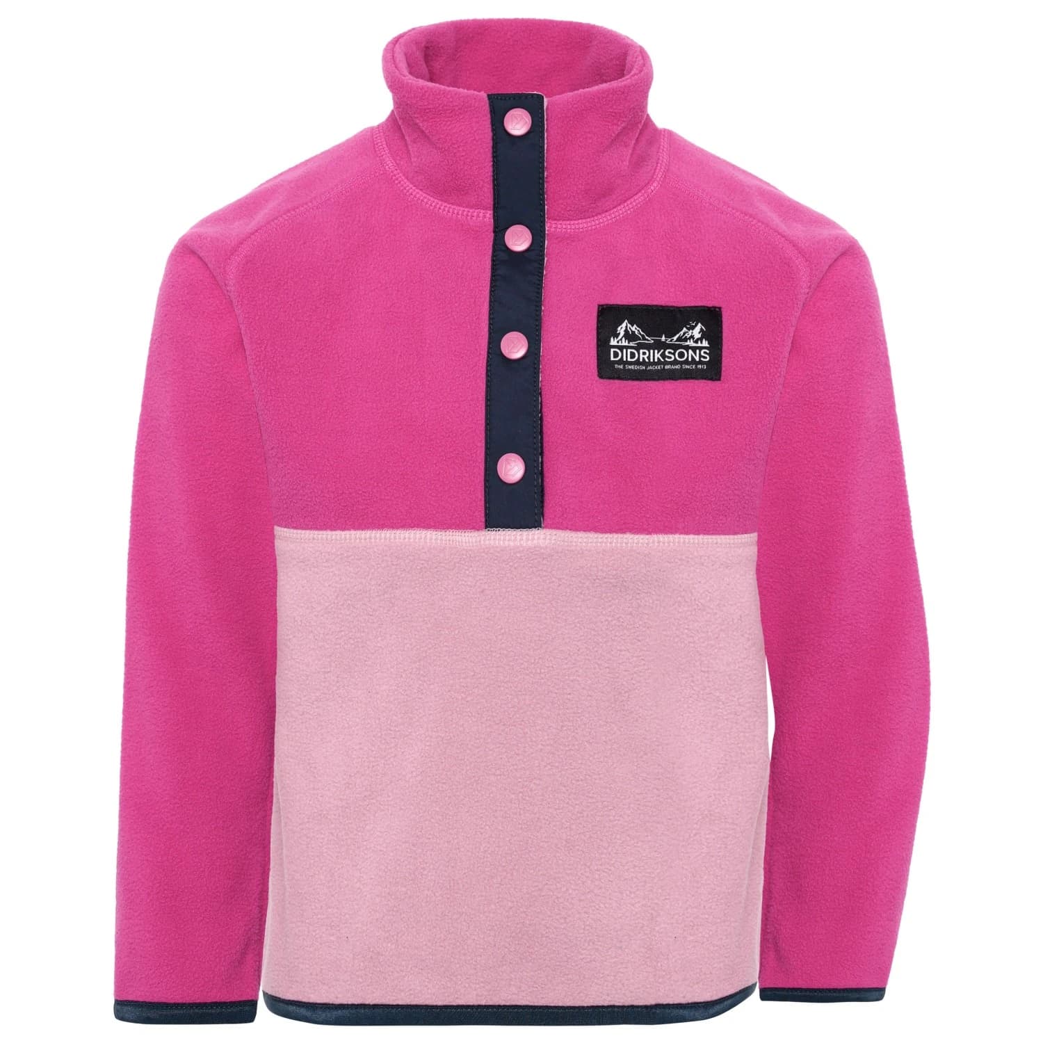 Детски поларен пуловер Didriksons Kid's Monte Half Button Fleece jumper - Cactus Pink