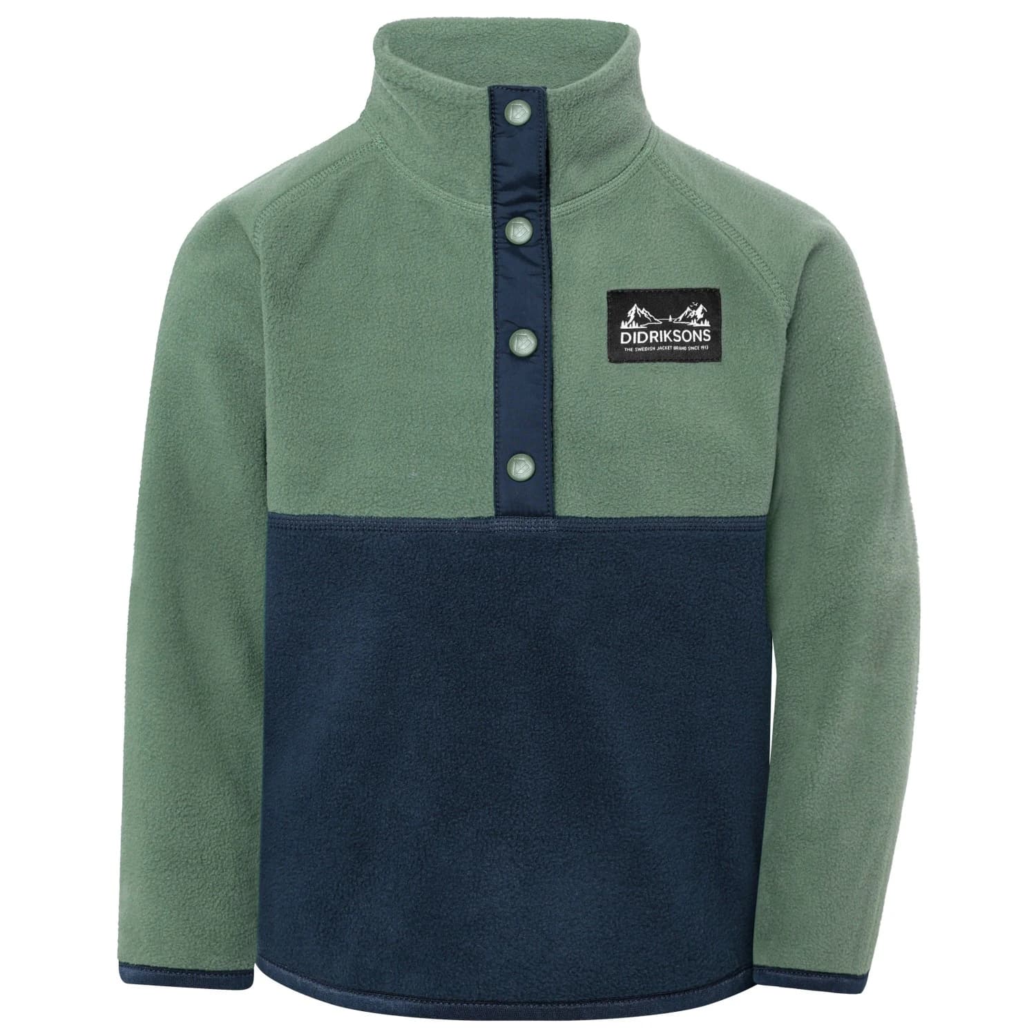 Детски поларен пуловер Didriksons Kid's Monte Half Button Fleece jumper - Dark Moss