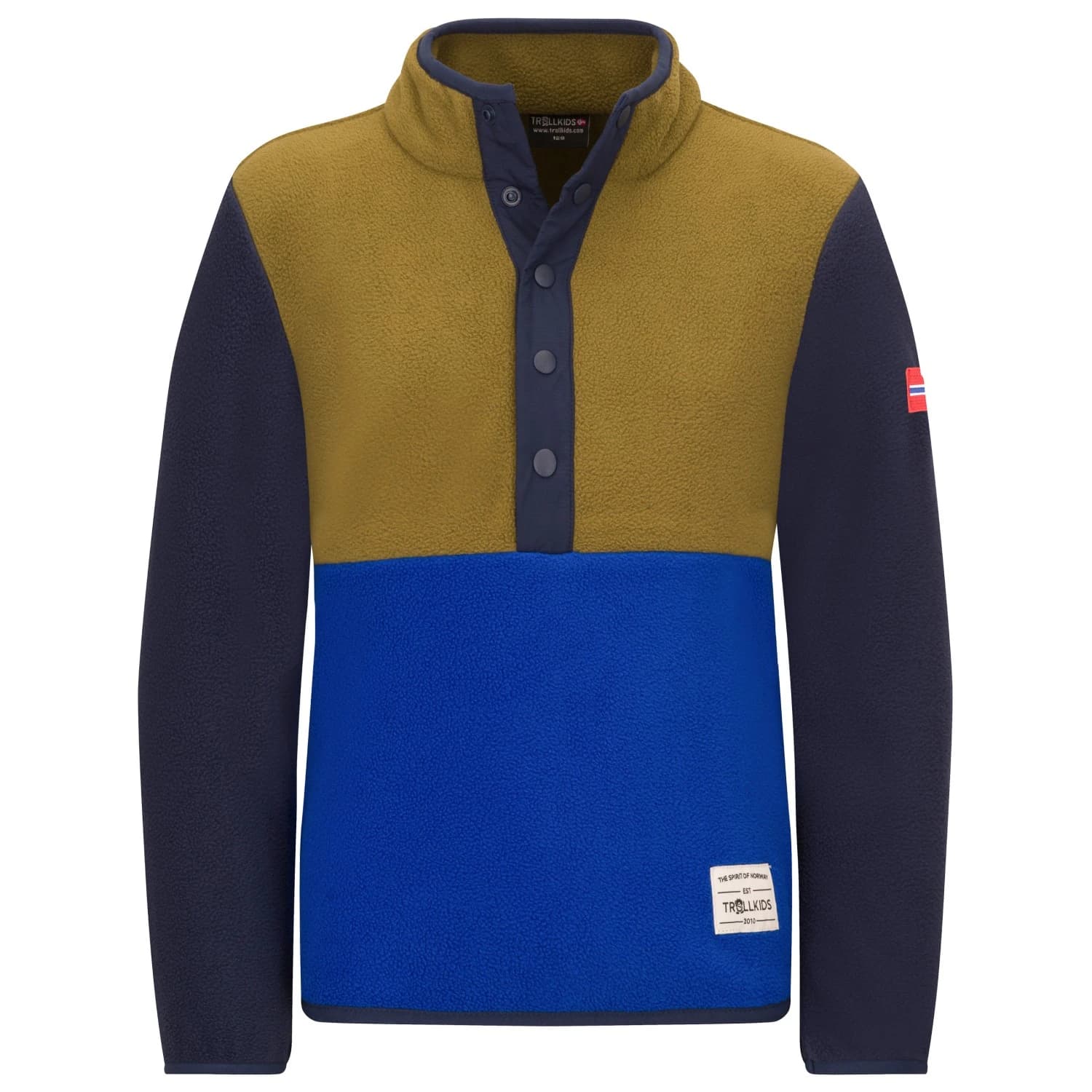 Детски поларен пуловер Trollkids Kid's Flekkefjord Half Zip Fleece jumper - Royal Blue / Spruce Green