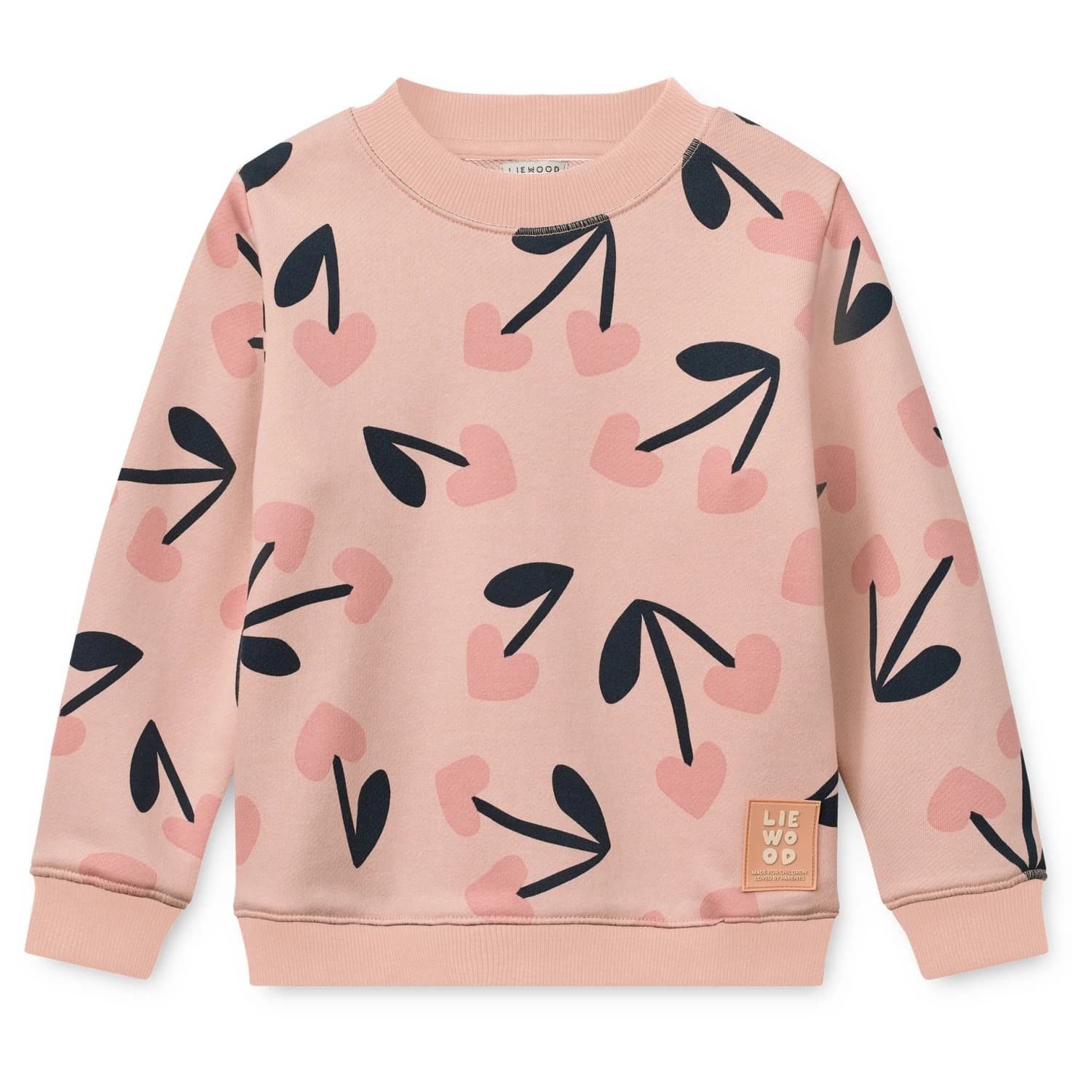Детски пуловер LIEWOOD Kid's Ridley Printed Sweatshirt Jumper - Mega Cherry Heart / Rosey