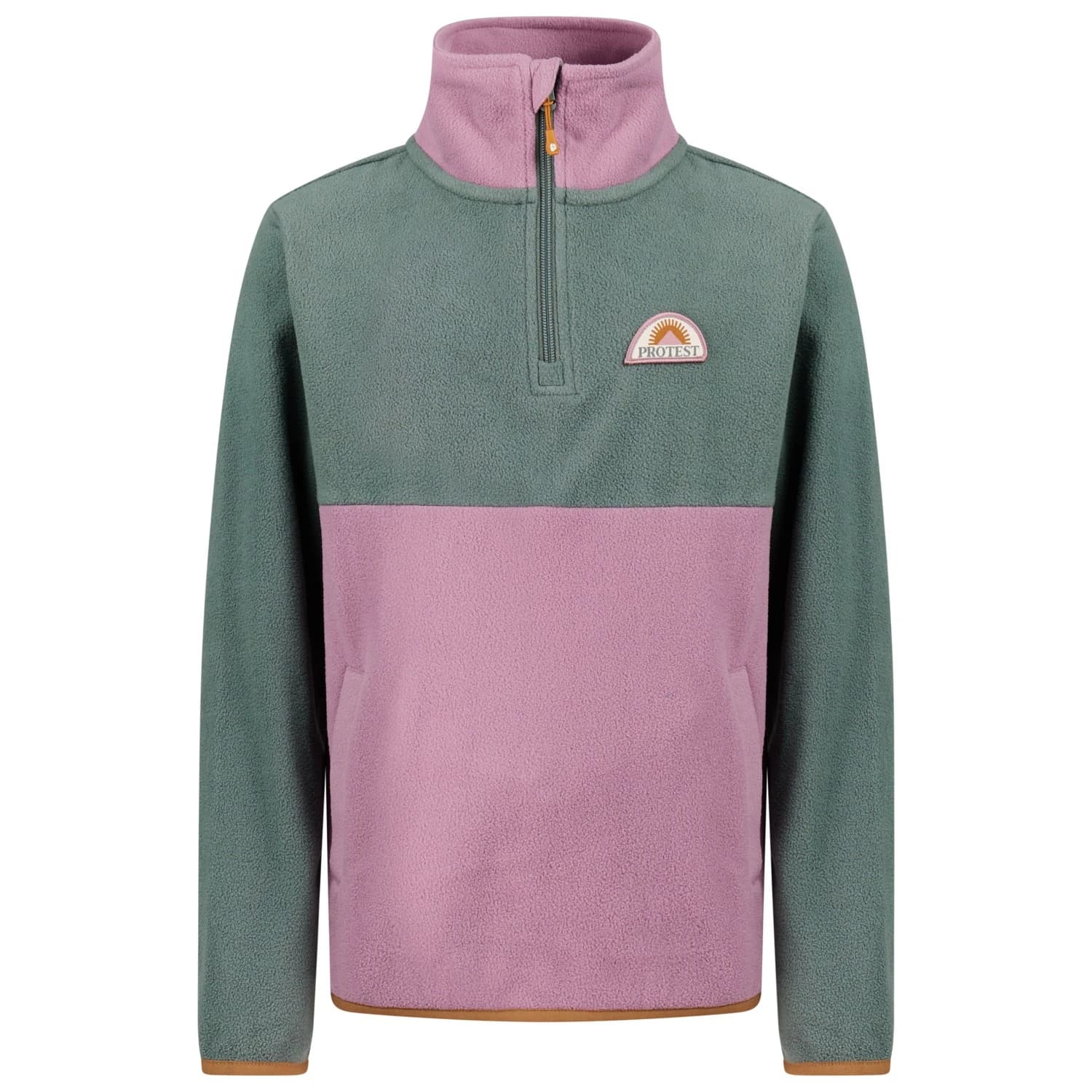 Детски поларен пуловер Protest Kid's PRTZiv 1/4 Zip Top Fleece jumper - Evergreen