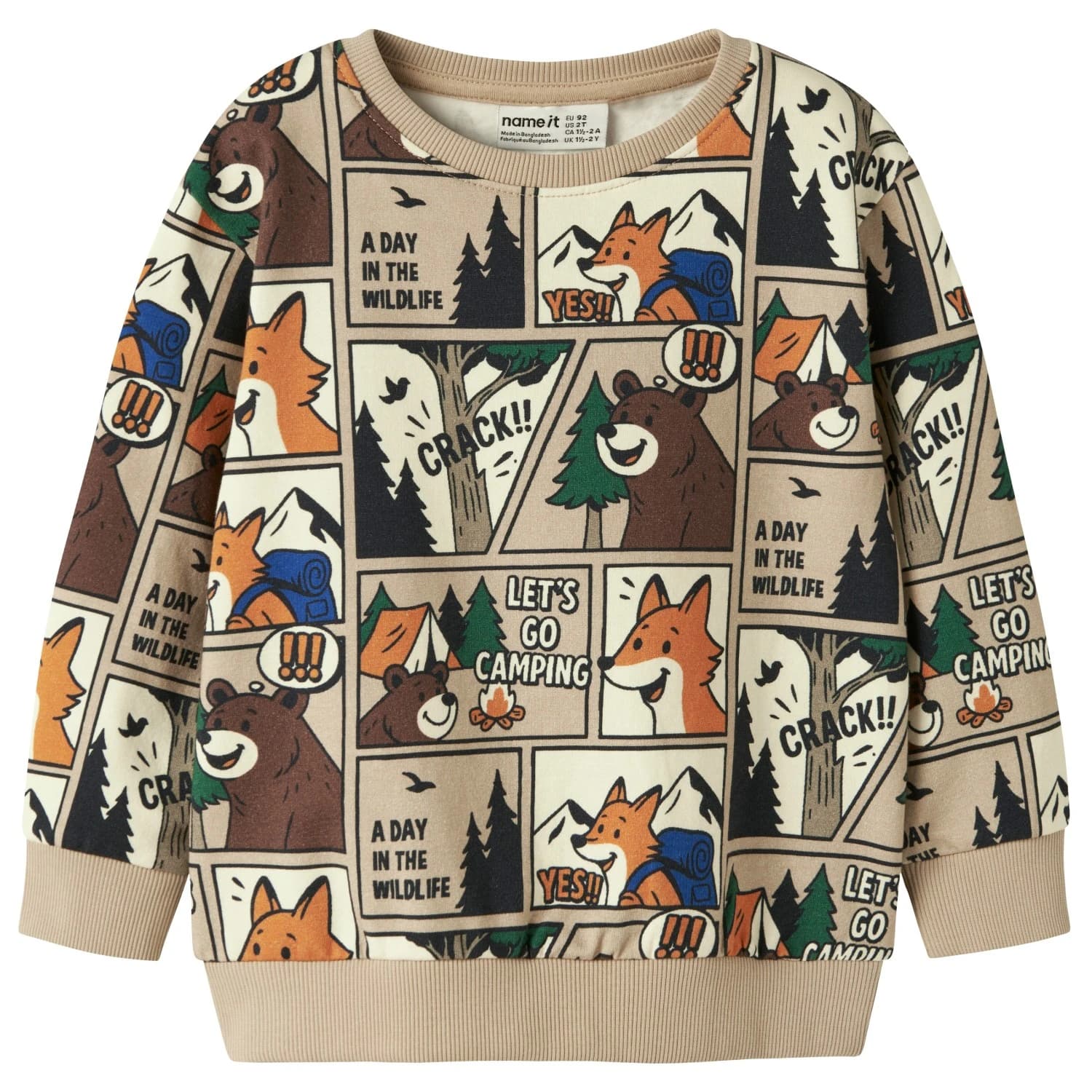 Детска блуза с дълъг ръкав Name it Kid's Oswaldy L/S Sweatshirt Jumper - Sesame