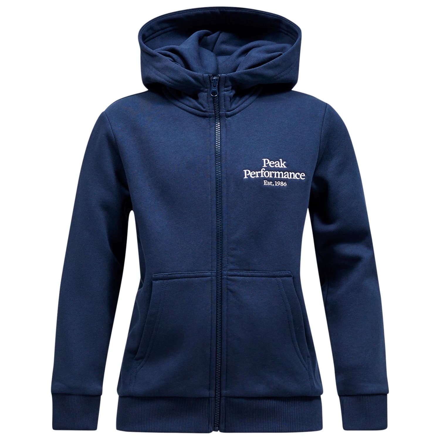 Детско яке за тренировка Peak Performance Kid's Junior Original Zip Hood Training jacket - Blue Shadow / Off White