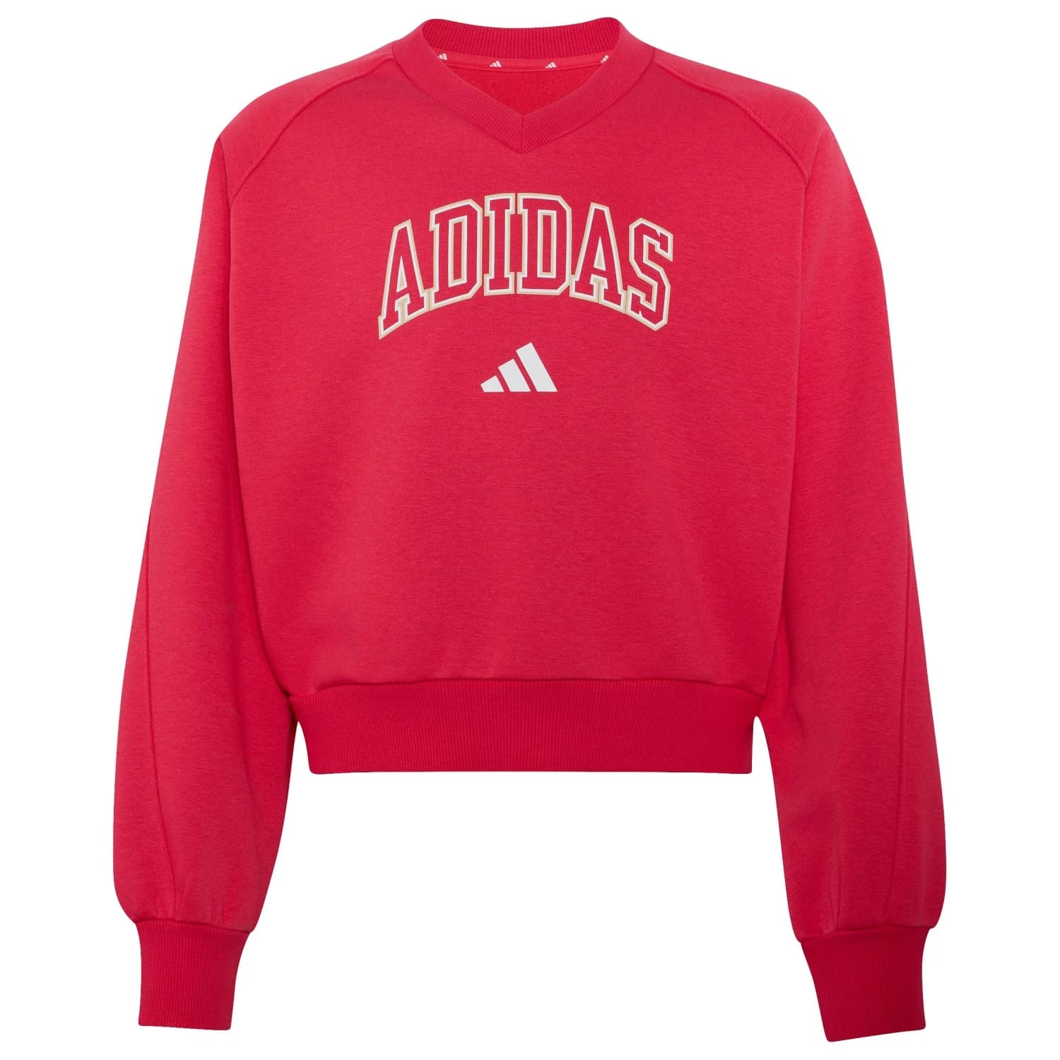 Пуловер adidas Girl's Seasonals Collegiate Typography V-Neck Jumper - Power Pink / White