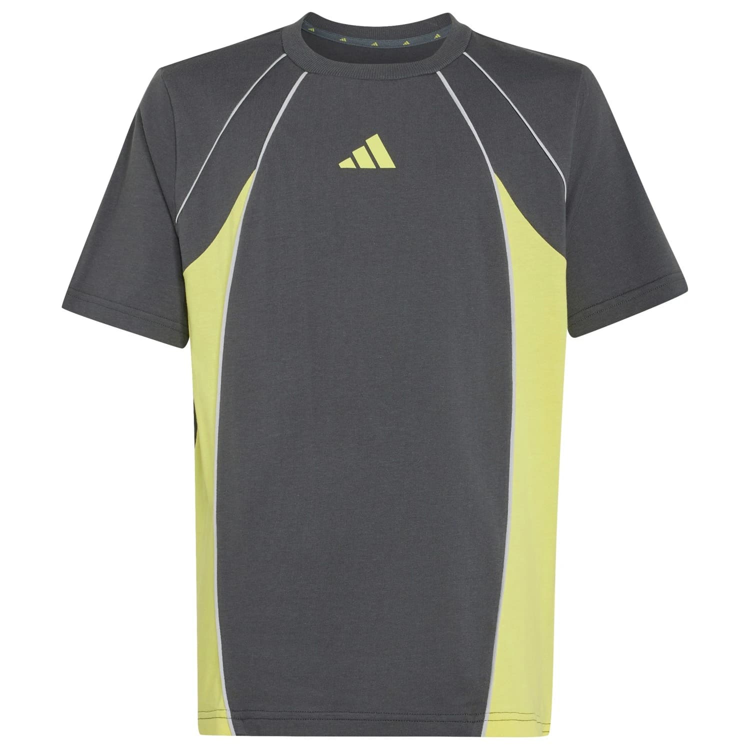 Детска тениска adidas Kid's Color Block T-Shirt - Grey Five / Pure Lemon / LGH Solid Grey