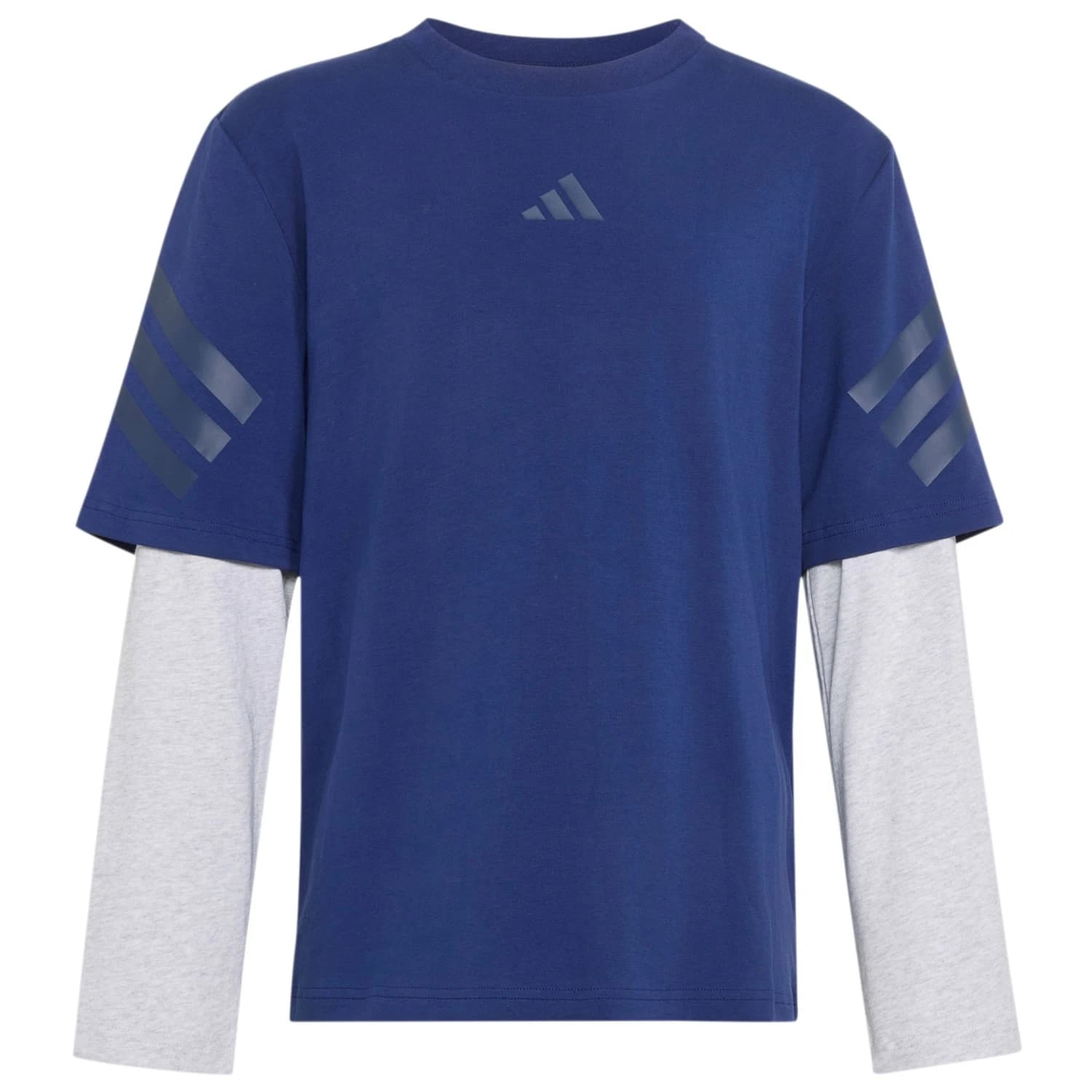 Детска блуза с дълъг ръкав adidas Kid's Future Icons 2-In-1 Long Sleeve T-Shirt Longsleeve - Dark Blue / Light Grey Heather / Night Indigo