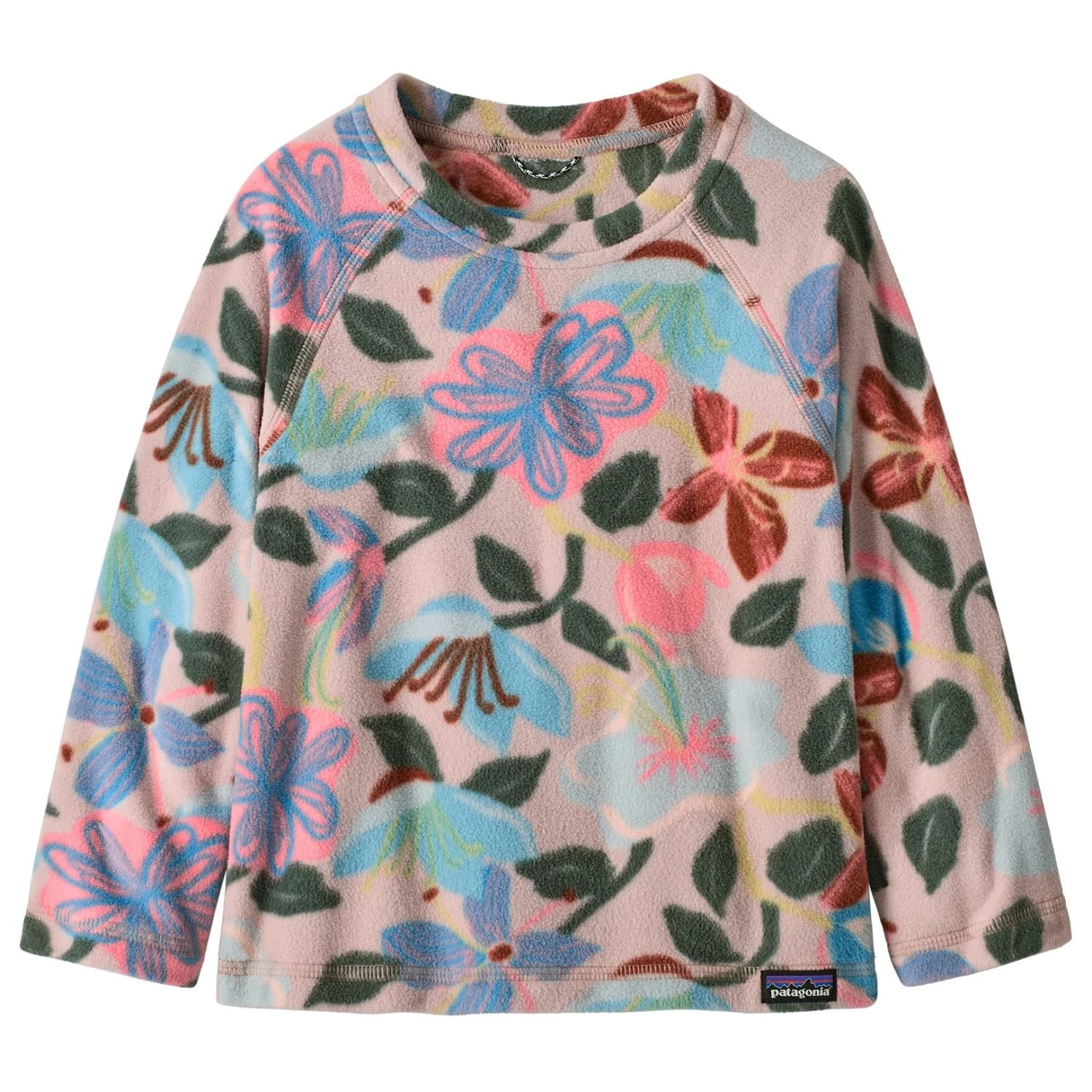 Поларен пуловер Patagonia Baby's Micro D Crew Fleece jumper - Hopes and Blooms: Fuzzy Mauve