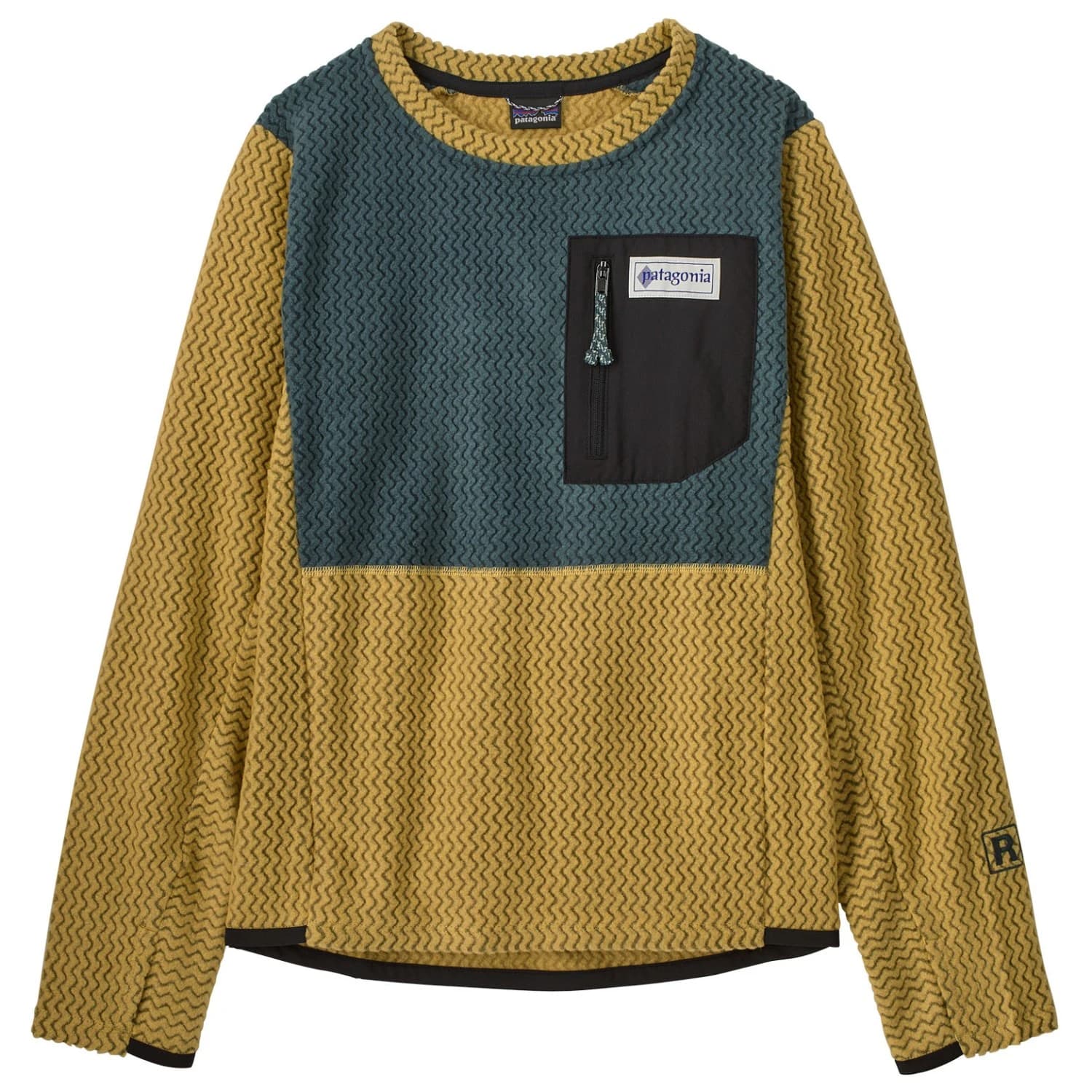 Детски поларен пуловер Patagonia Kid's R1 Air Crew Fleece jumper - Hut Tripper Label: Lynx Tan