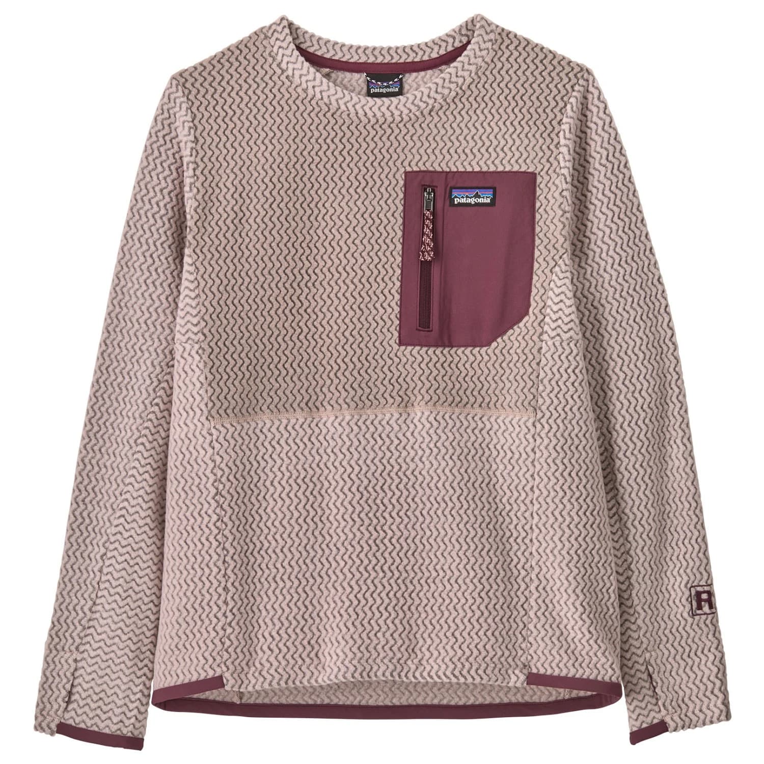 Детски поларен пуловер Patagonia Kid's R1 Air Crew Fleece jumper - Pink Frost