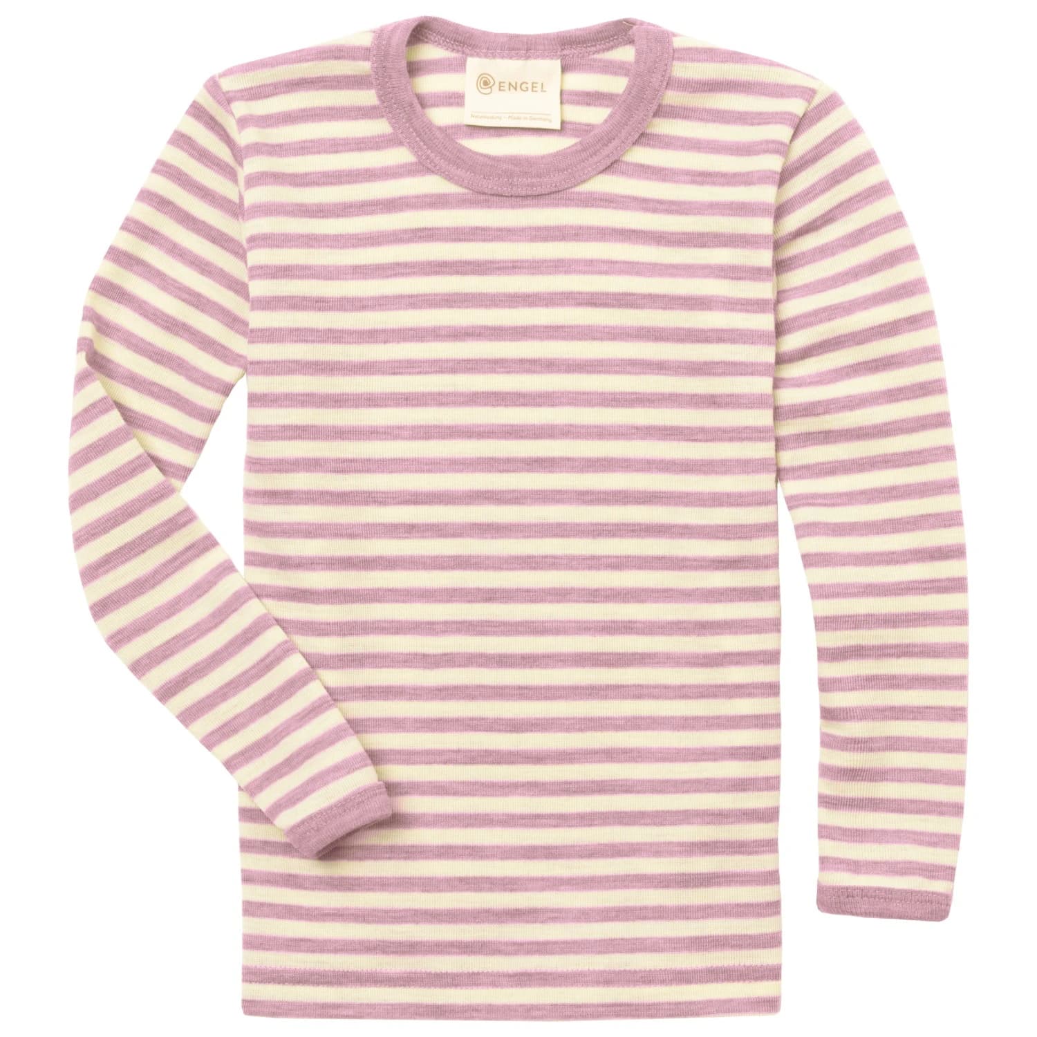 Детско мериносово термобельо Engel Kids' Shirt L/S Merino base layer - Rosenholz Melange / Natur