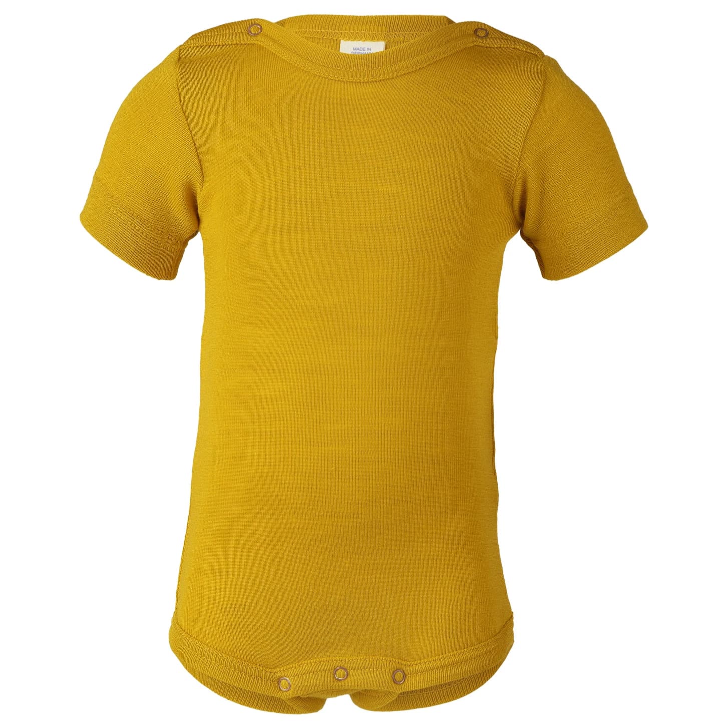Копринено термобельо Engel Baby Bodysuit Short Sleeve with Press Studs on Shoulder Merino base layer - Safran