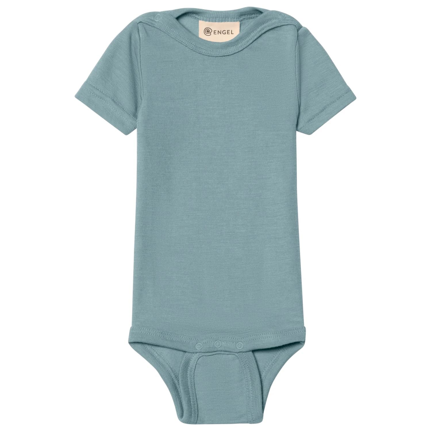 Копринено термобельо Engel Baby Bodysuit Short Sleeve with Press Studs on Shoulder Merino base layer - Bergblau