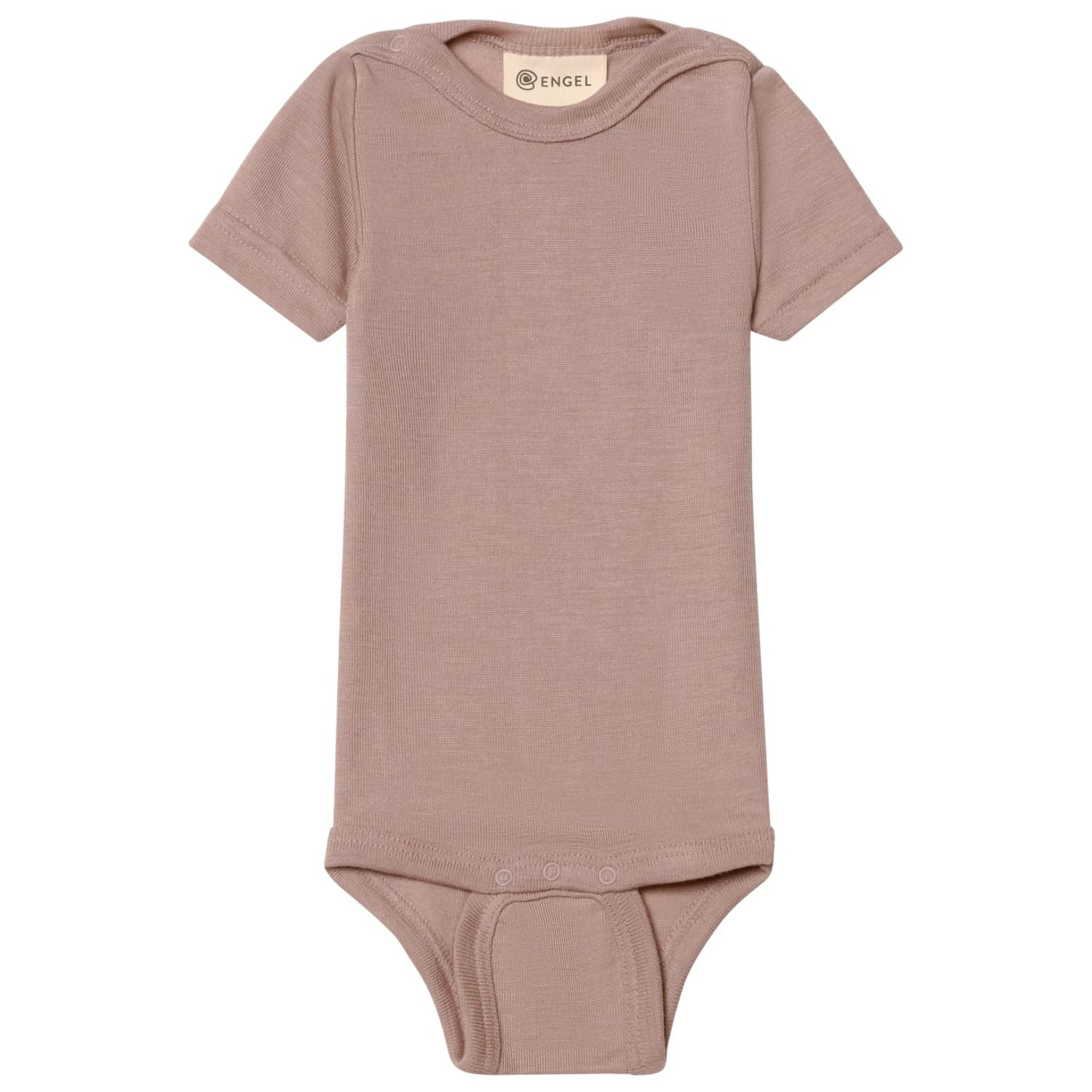 Копринено термобельо Engel Baby Bodysuit Short Sleeve with Press Studs on Shoulder Merino base layer - Dustyrose