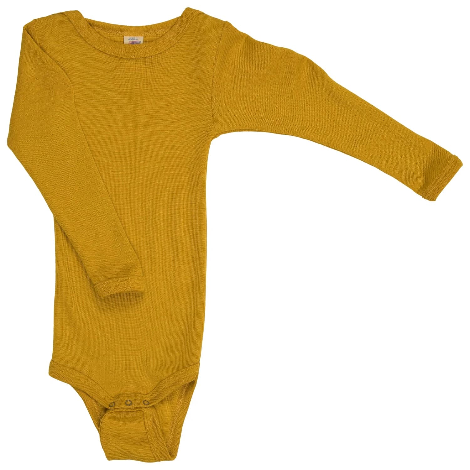 Копринено термобельо Engel Baby Bodysuit Long Sleeve with Press Studs on Shoulder Merino base layer - Safran