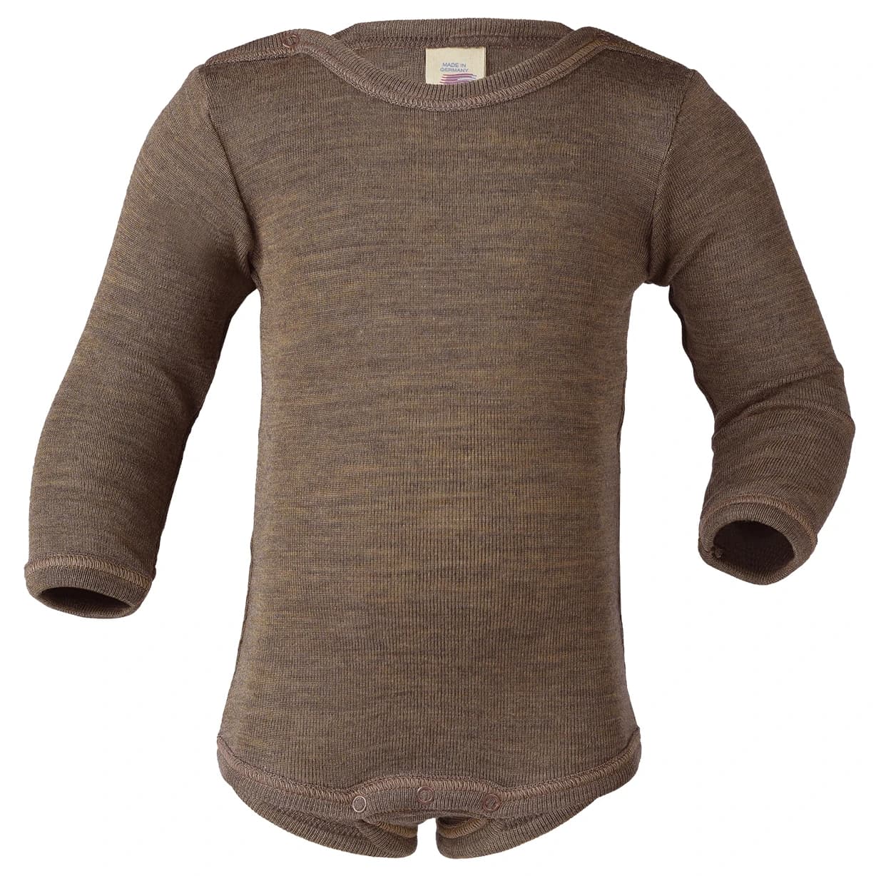 Копринено термобельо Engel Baby Bodysuit Long Sleeve with Press Studs on Shoulder Merino base layer - Walnuss