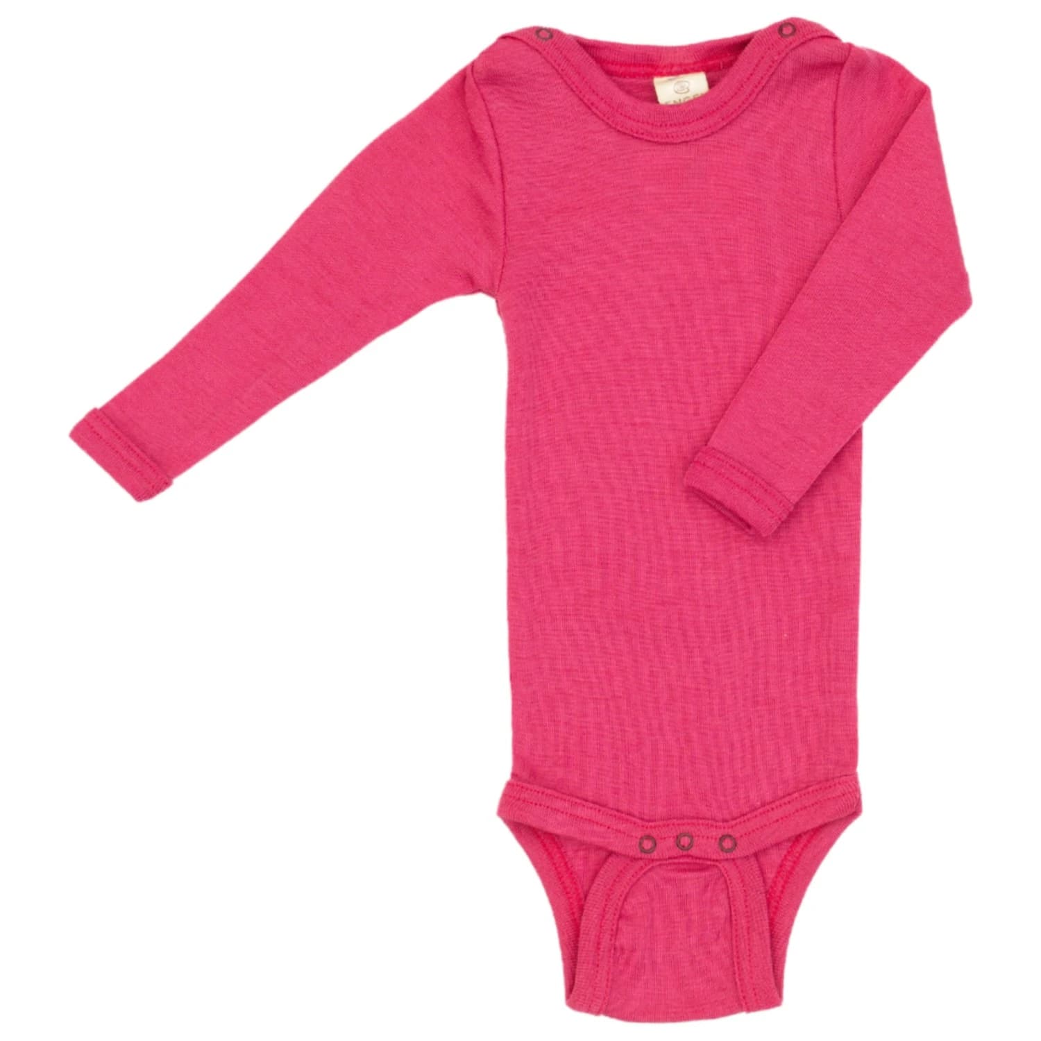 Копринено термобельо Engel Baby Bodysuit Long Sleeve with Press Studs on Shoulder Merino base layer - Himbeere