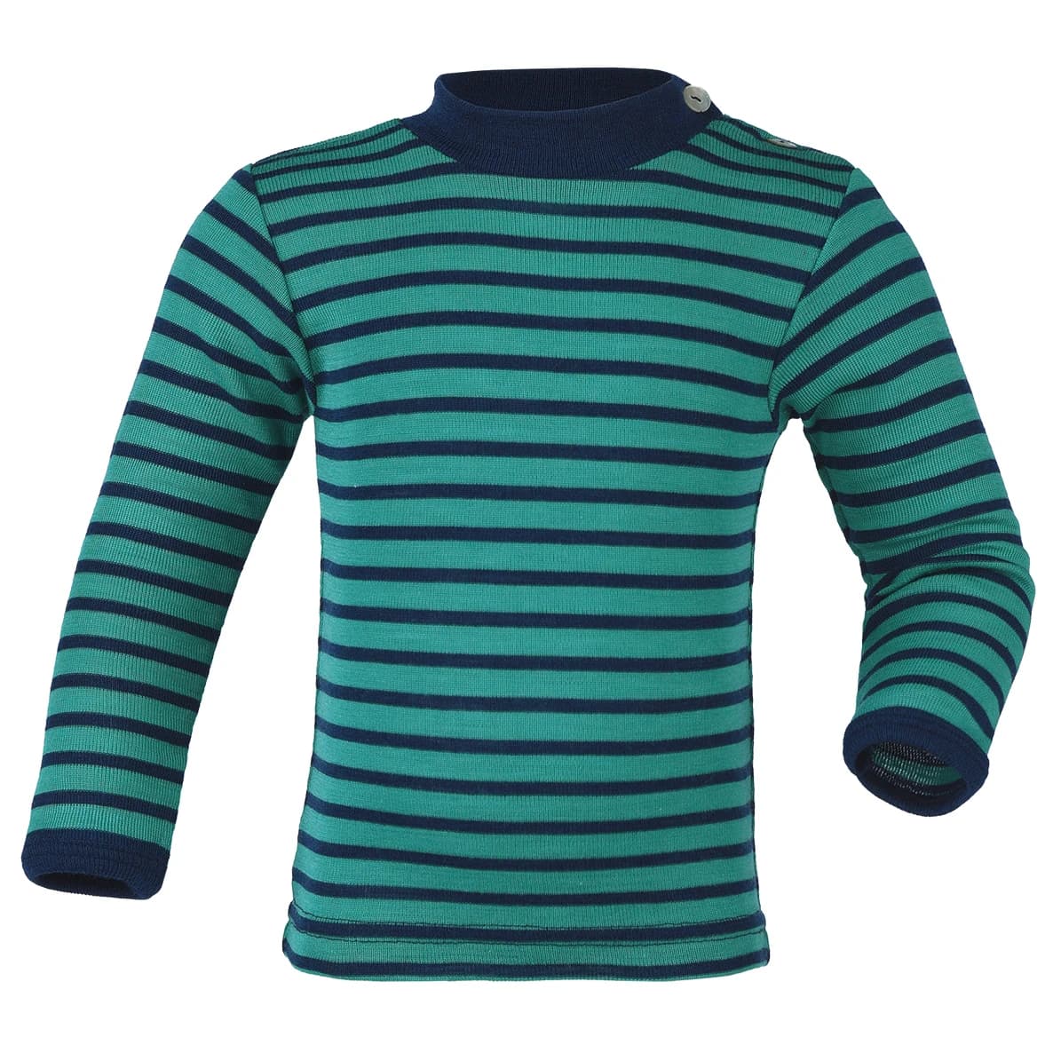 Вълнен пуловер Engel Baby L/S Striped Shirt Merino base layer - Eisvogel / Marine