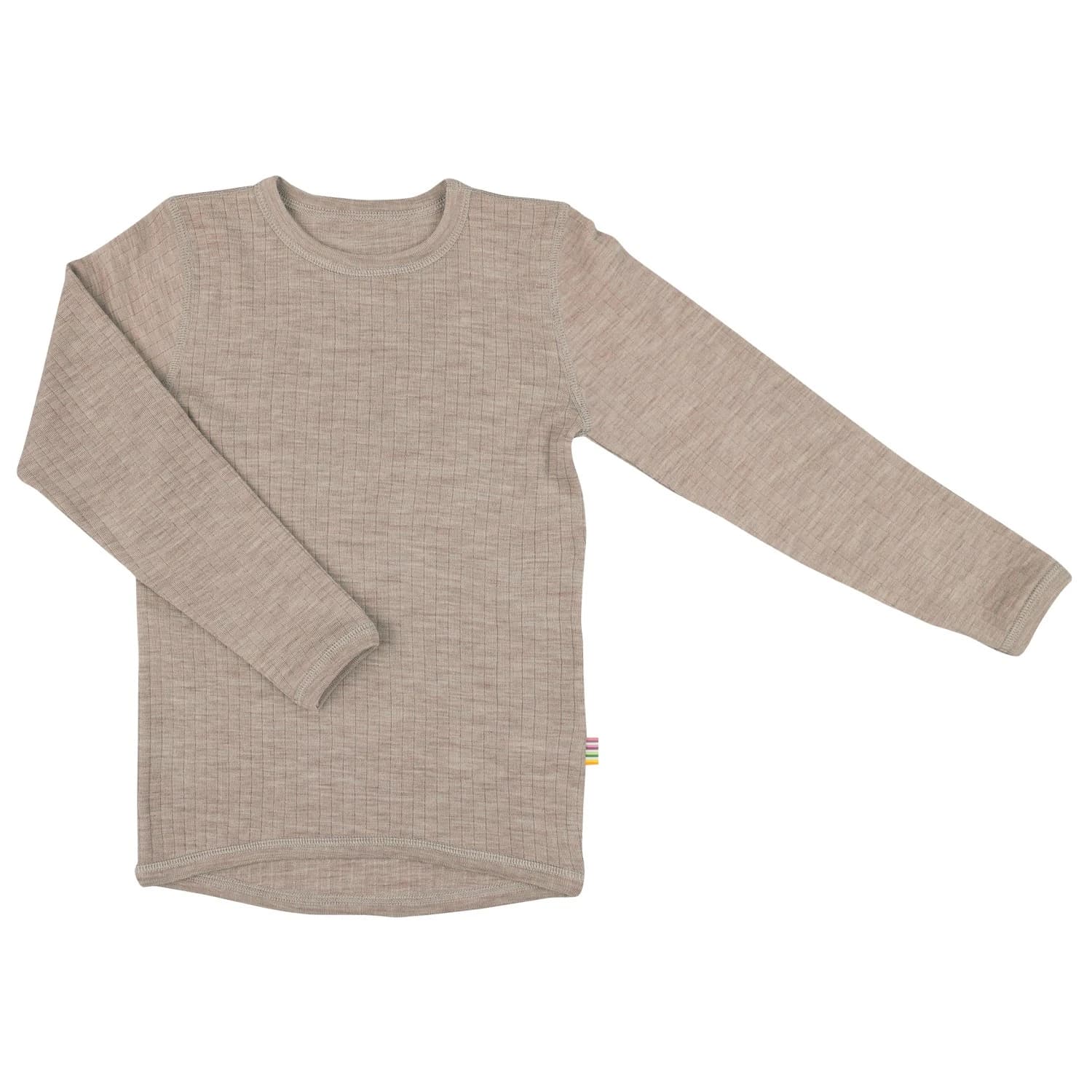 Детско мериносово термобельо Joha Kid's Shirt L/S Basic Merino base layer - Sesame Melange