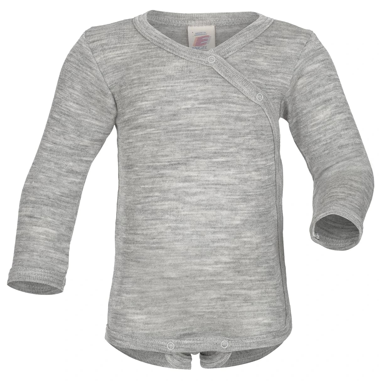 Детско мериносово термобельо Engel Kids' Wraparound Bodysuit L/S Merino base layer - Hellgrau Melange