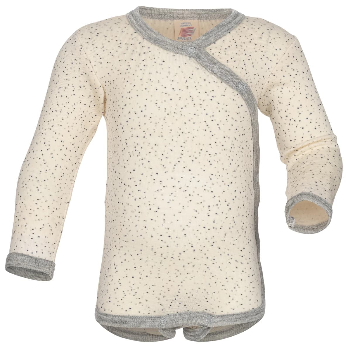 Детско мериносово термобельо Engel Kids' Wraparound Bodysuit L/S Merino base layer - Natur (Bedruckt)