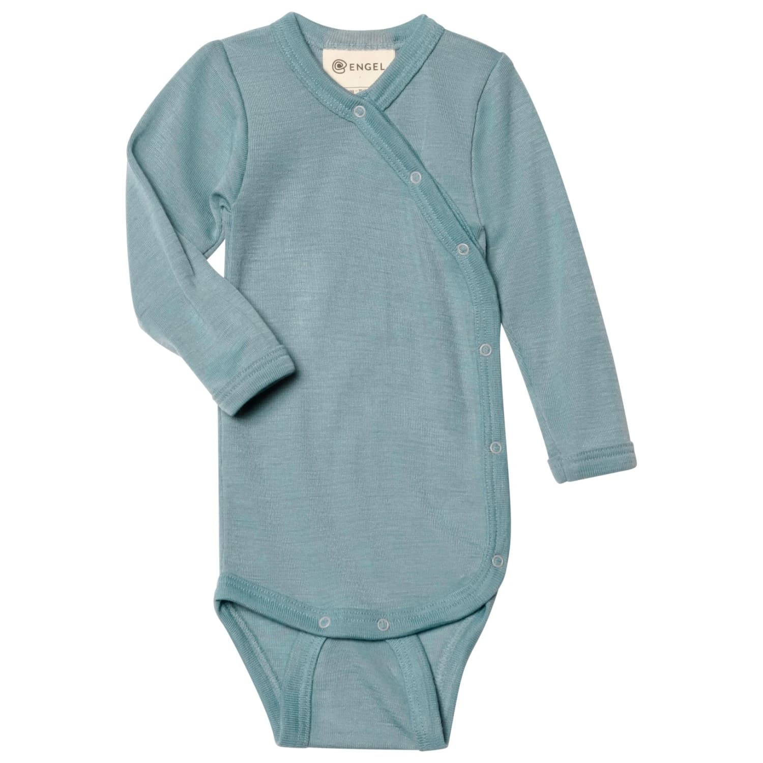 Детско мериносово термобельо Engel Kids' Wraparound Bodysuit L/S Merino base layer - Bergblau