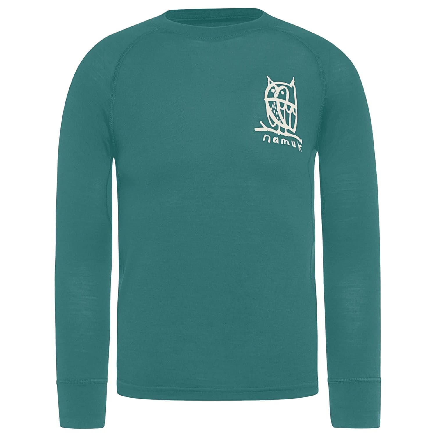 Детско мериносово термобельо Namuk Kid's Uil Merino Longsleeve Merino base layer - Jade Green