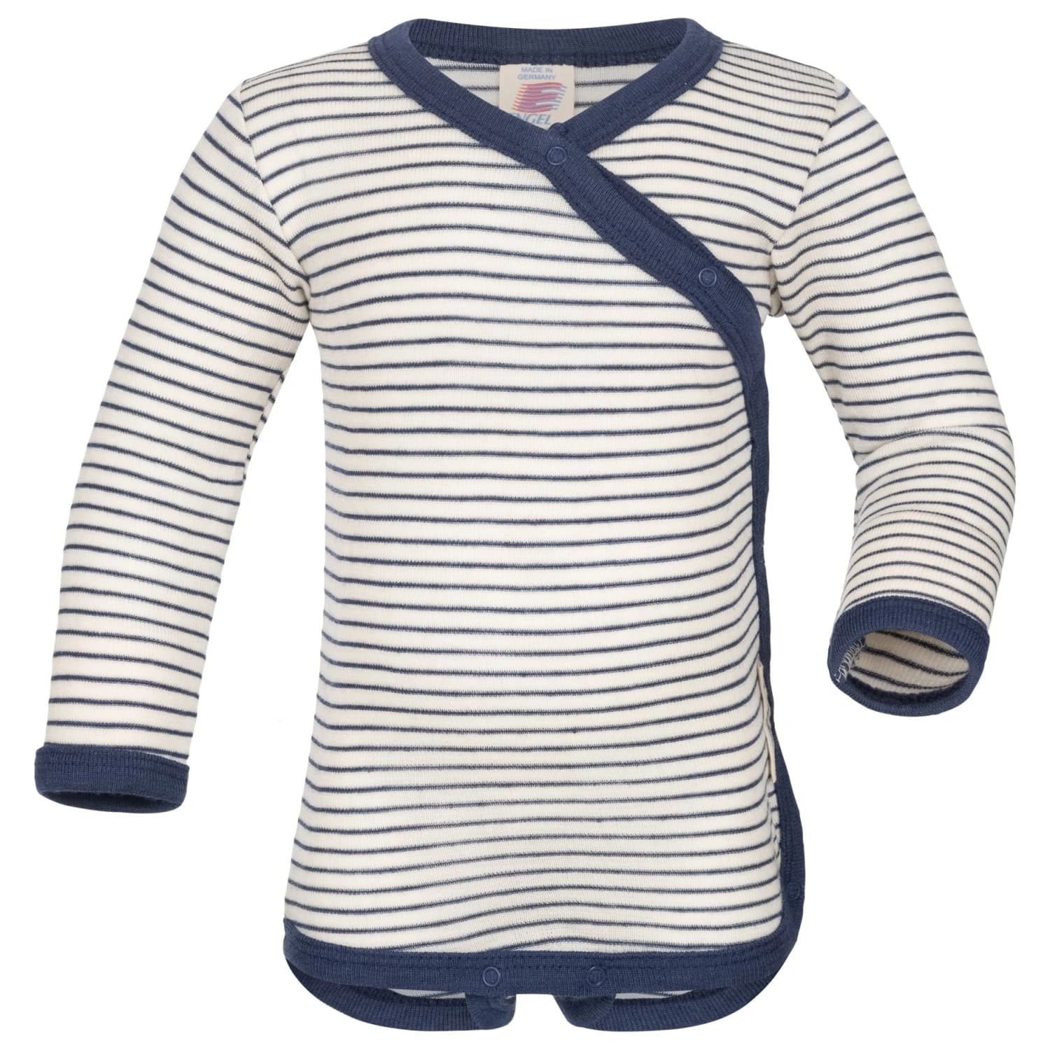 Детско мериносово термобельо Engel Kids' Baby Wraparound L/S Bodysuit Merino base layer - Natur / Marine