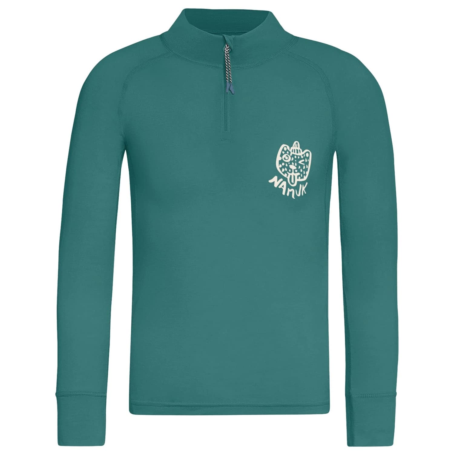 Детско мериносово термобельо Namuk Kid's Honu Merino Half-Zip Longsleeve Merino base layer - Jade Green