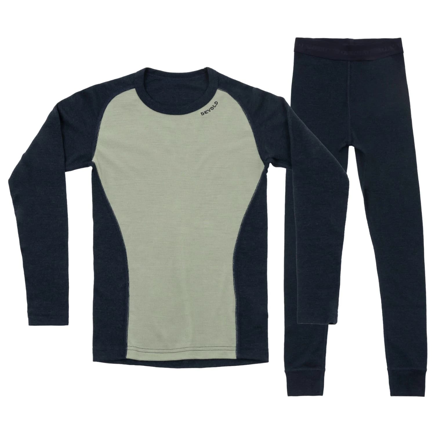 Детско мериносово термобельо Devold Kid's Multi Sport Merino 190 Set Merino base layer - Ink / Fog