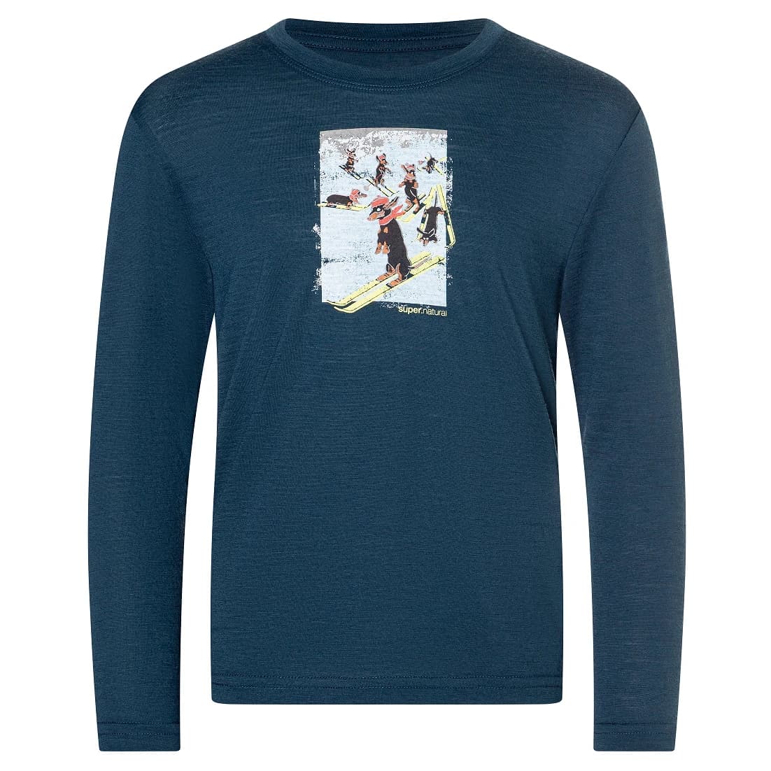 Детско мериносово термобельо super.natural Kid's Dachshund Party L/S Merino base layer - Blueberry / Various