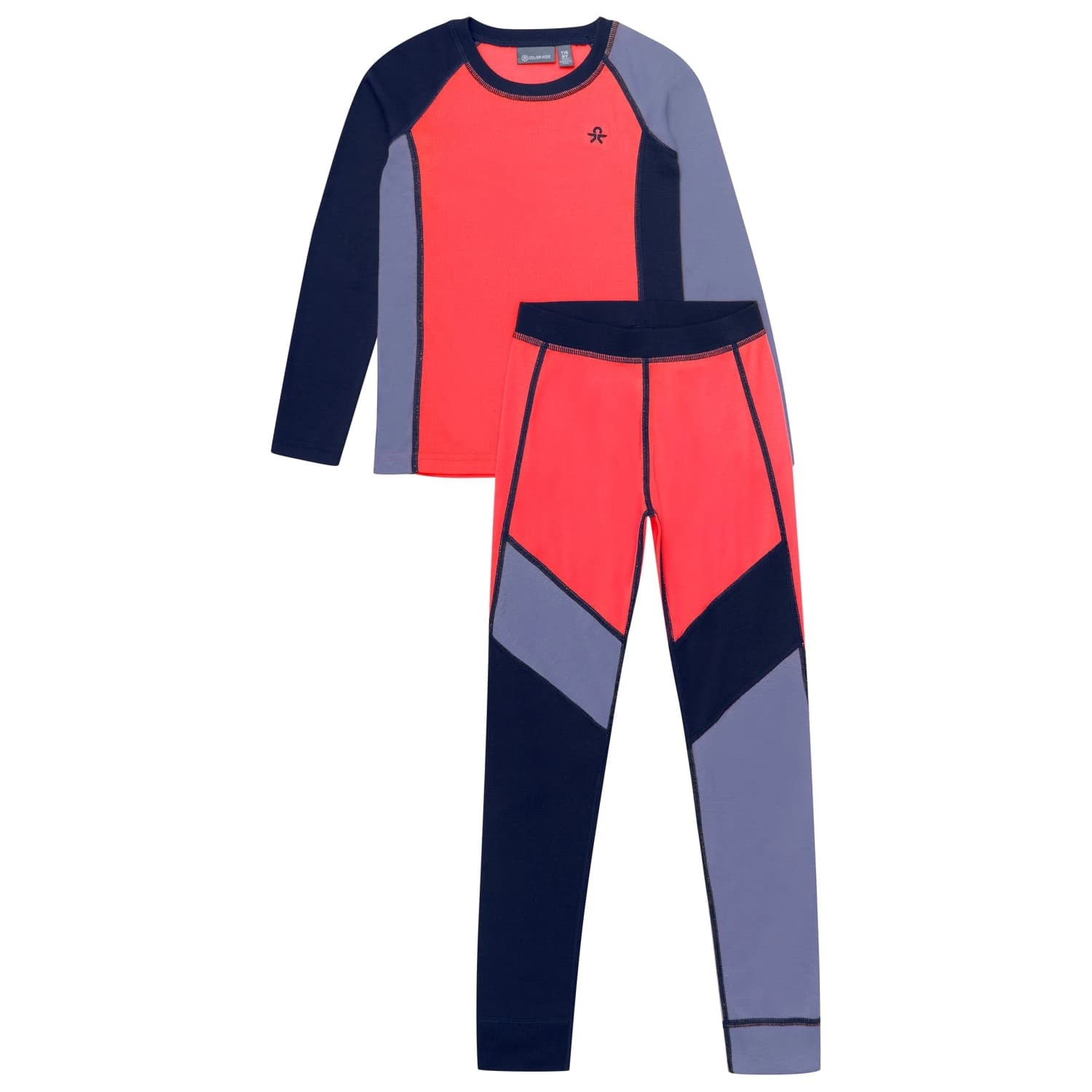 Детско синтетично термобельо Color kids Kid's Ski Underwear Colorblock Synthetic base layer - Diva Pink