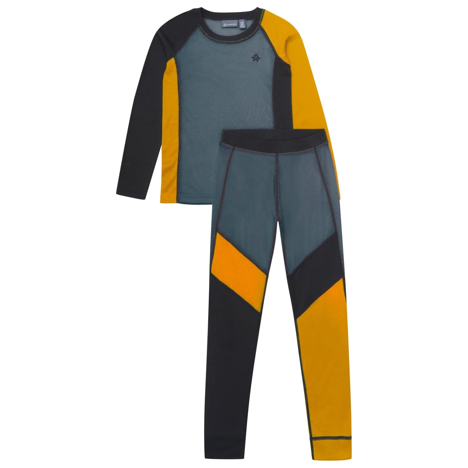Детско синтетично термобельо Color kids Kid's Ski Underwear Colorblock Synthetic base layer - Stormy Weather